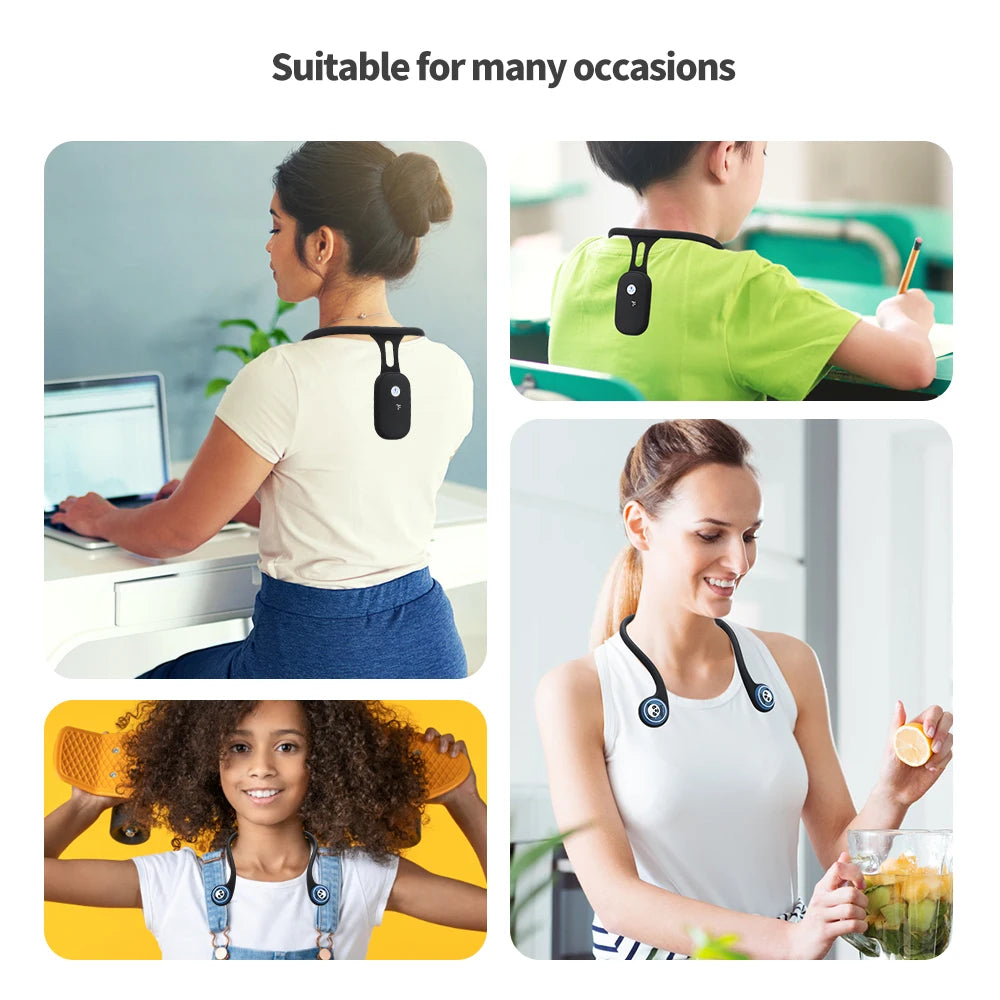 Valour Fit smart posture training device with real-time alerts, showing a sleek posture support device worn on the back.