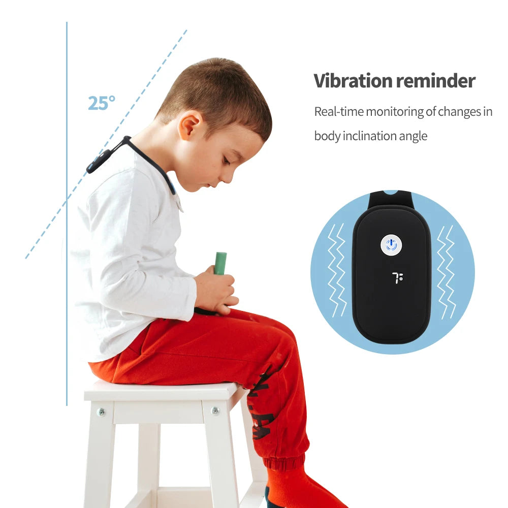 Valour Fit smart posture training device with real-time alerts, showing a sleek posture support wearable on a person's upper back.