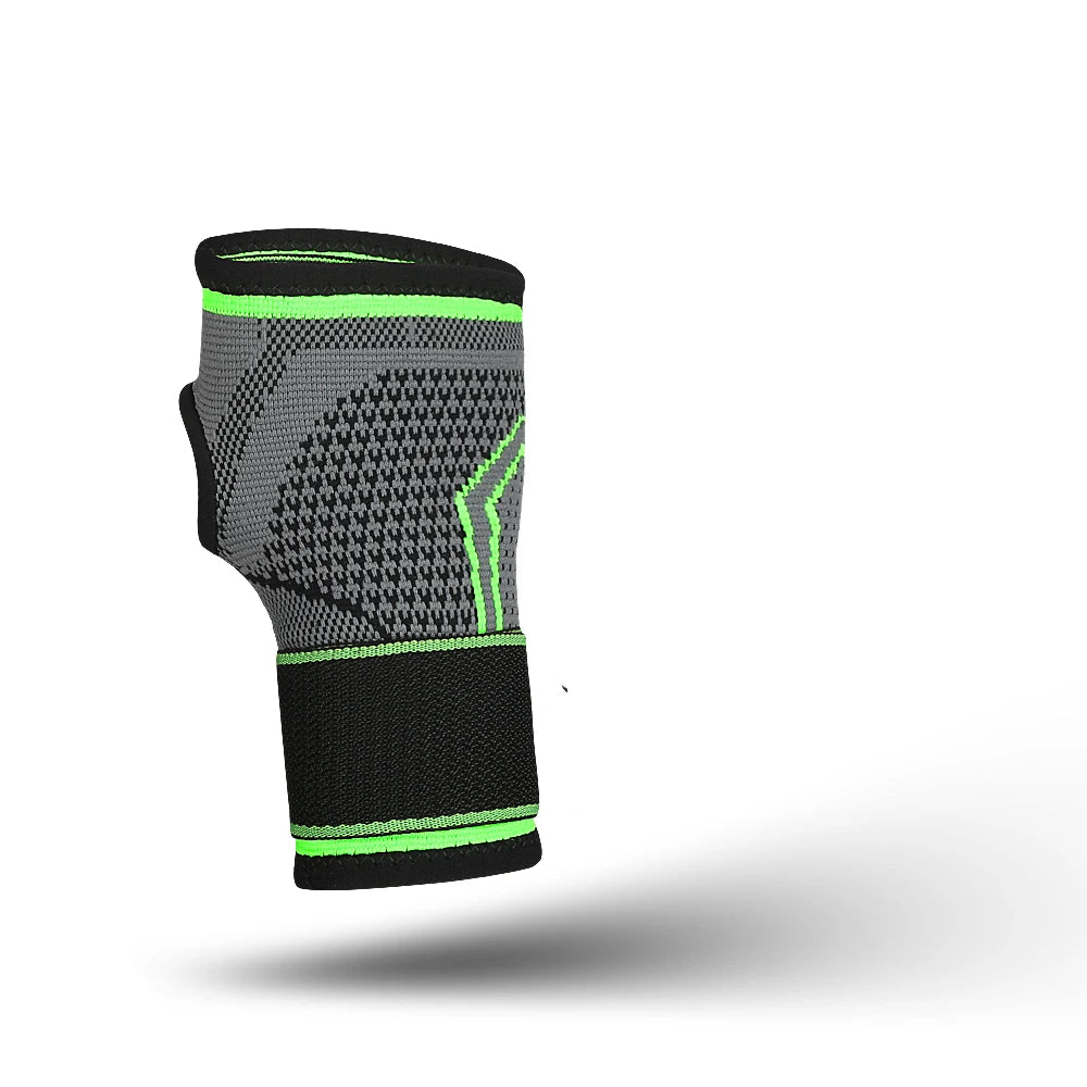 Valour Fit adjustable wrist support for gym and sports, showing a supportive brace wrapped around a person's wrist