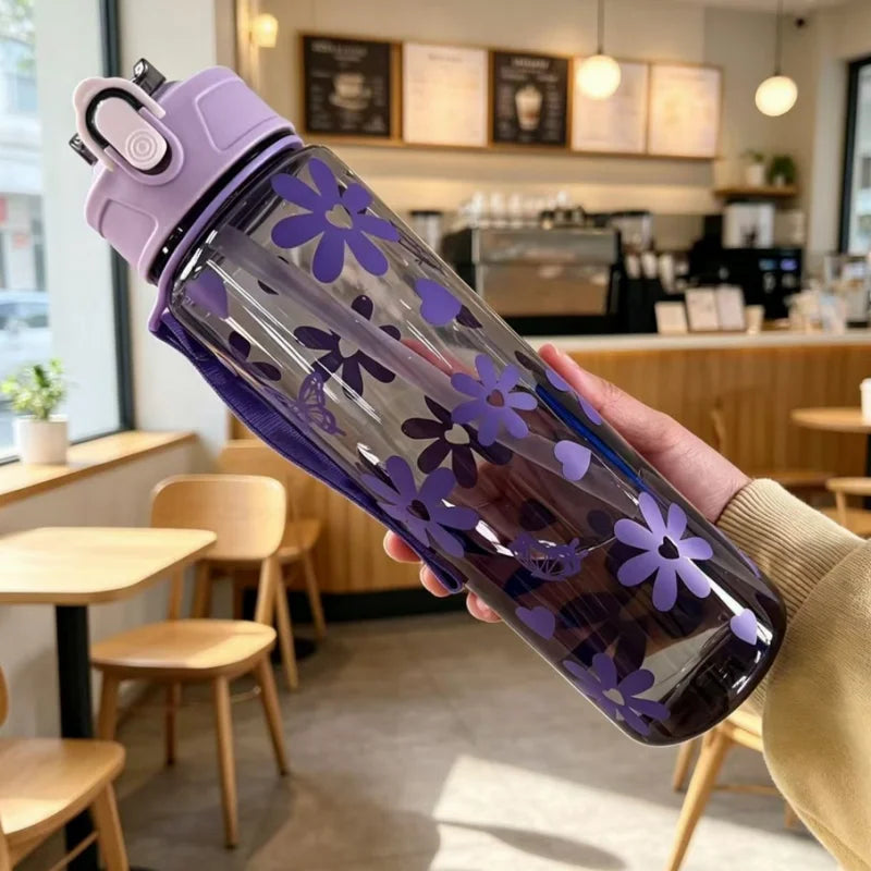 Valour Fit 800ml motivational sports water bottle with time marker and leak-proof lid for hydration during workouts