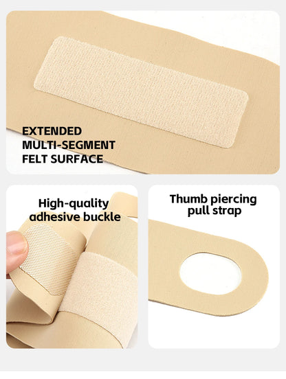 Valour Fit adjustable wrist and thumb support brace, designed for gym and daily use, shown on a model's wrist in the image.