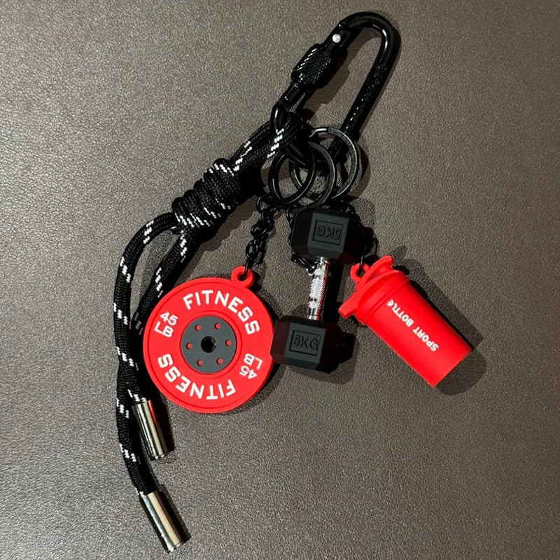 Valour Fit fitness keychain with D-shaped clip designed for gym bags, durable fitness accessories for workout gear.