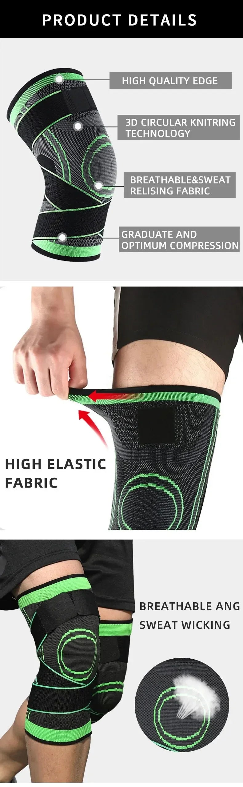 Adjustable Knee Compression Sleeve with Straps