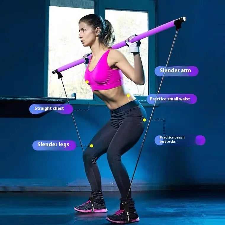 Adjustable Pilates Bar with Resistance Bands