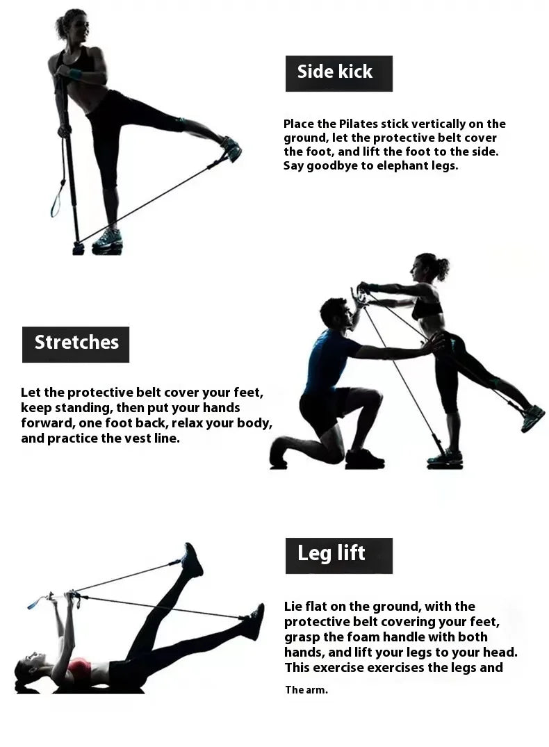 Adjustable Pilates Bar with Resistance Bands