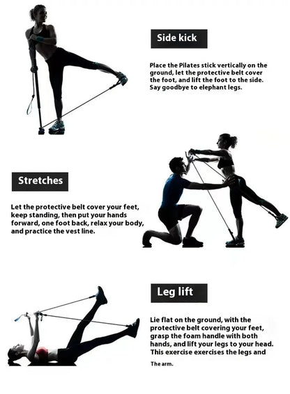 Adjustable Pilates Bar with Resistance Bands