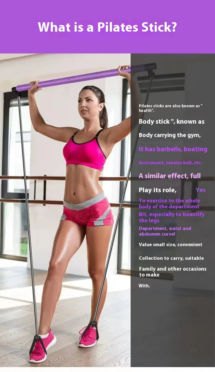 Adjustable Pilates Bar with Resistance Bands