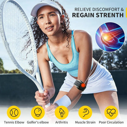 Valour Fit compression elbow support sleeve for sports, shown on a model, providing stability and comfort during physical activity.