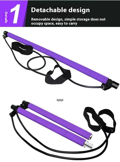 Adjustable Pilates Bar with Resistance Bands
