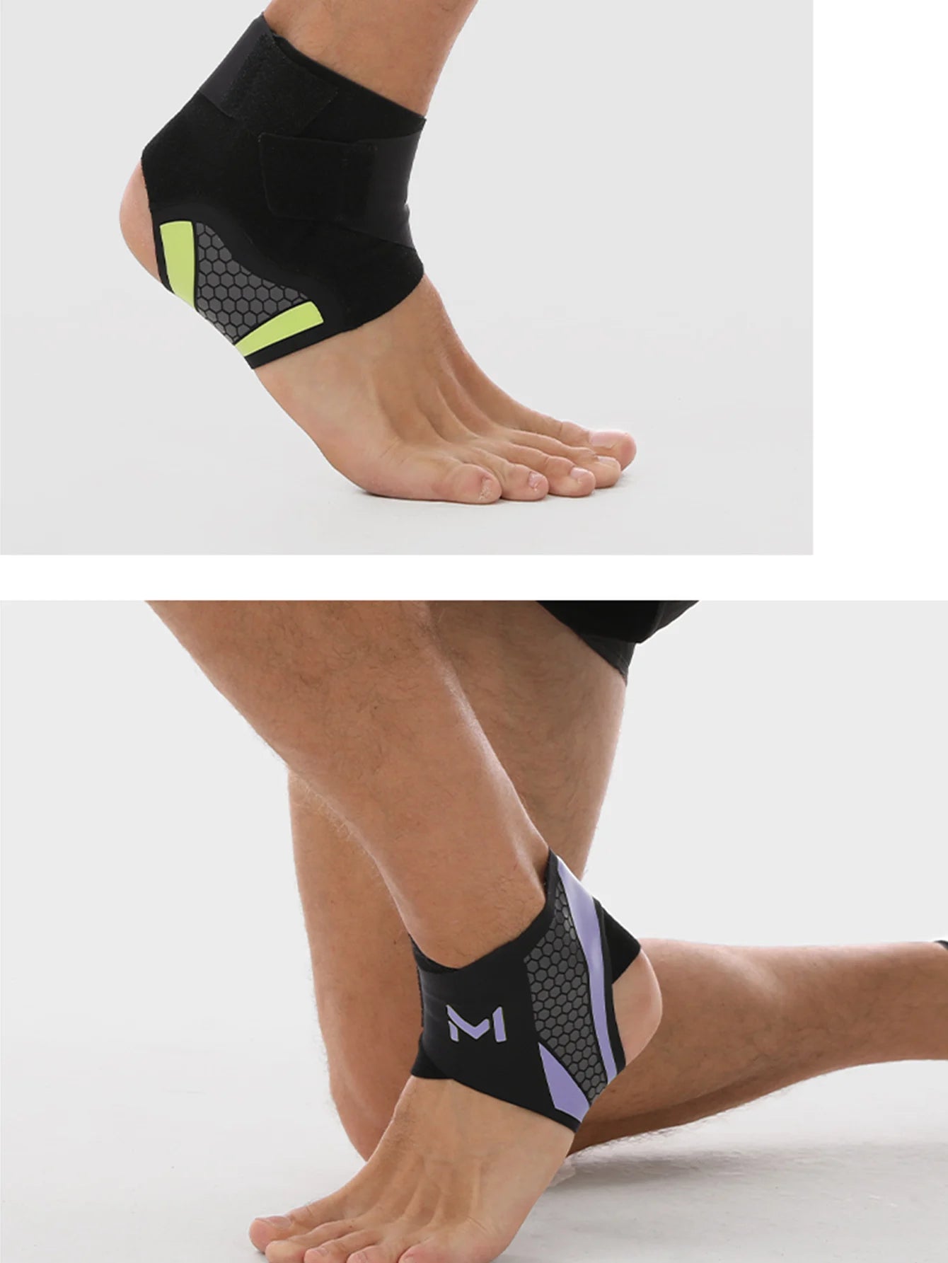Valour Fit adjustable ankle compression support sleeve shown on a person's ankle, providing stability and compression for injury recovery.