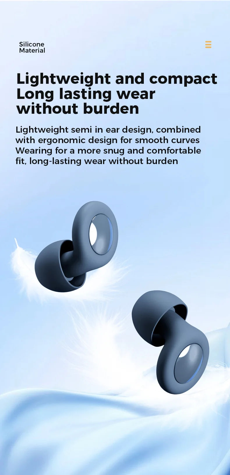 Valour Fit soft noise-reducing earplugs for sleep, travel, and study, shown in a close-up image highlighting their comfortable design.