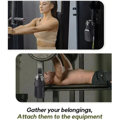 Valour Fit magnetic water bottle carrier bag for gym and outdoor hydration, featuring adjustable strap and durable design.
