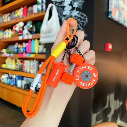Fitness Dumbbell & Kettlebell Keychain – Gym Gift