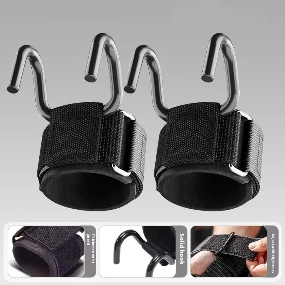 Weightlifting Hooks with Adjustable Wrist Support – 2 Piece Set