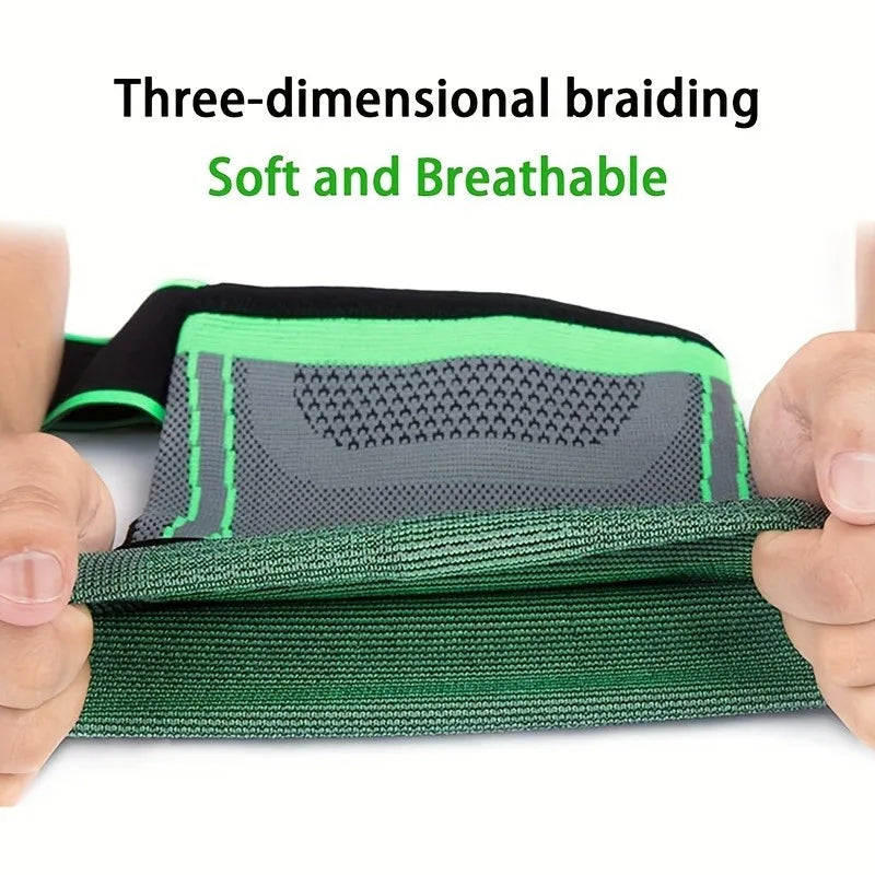 Valour Fit adjustable elbow support strap for sports, shown wrapped around a person's elbow, providing compression and stability.
