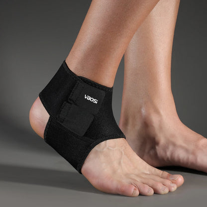 Valour Fit adjustable ankle support sleeve for sports and daily use, showing a snug fit around the ankle with adjustable straps.