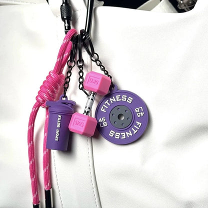 Valour Fit fitness keychain with D-shaped clip for gym bags, durable fitness accessories for workout gear.