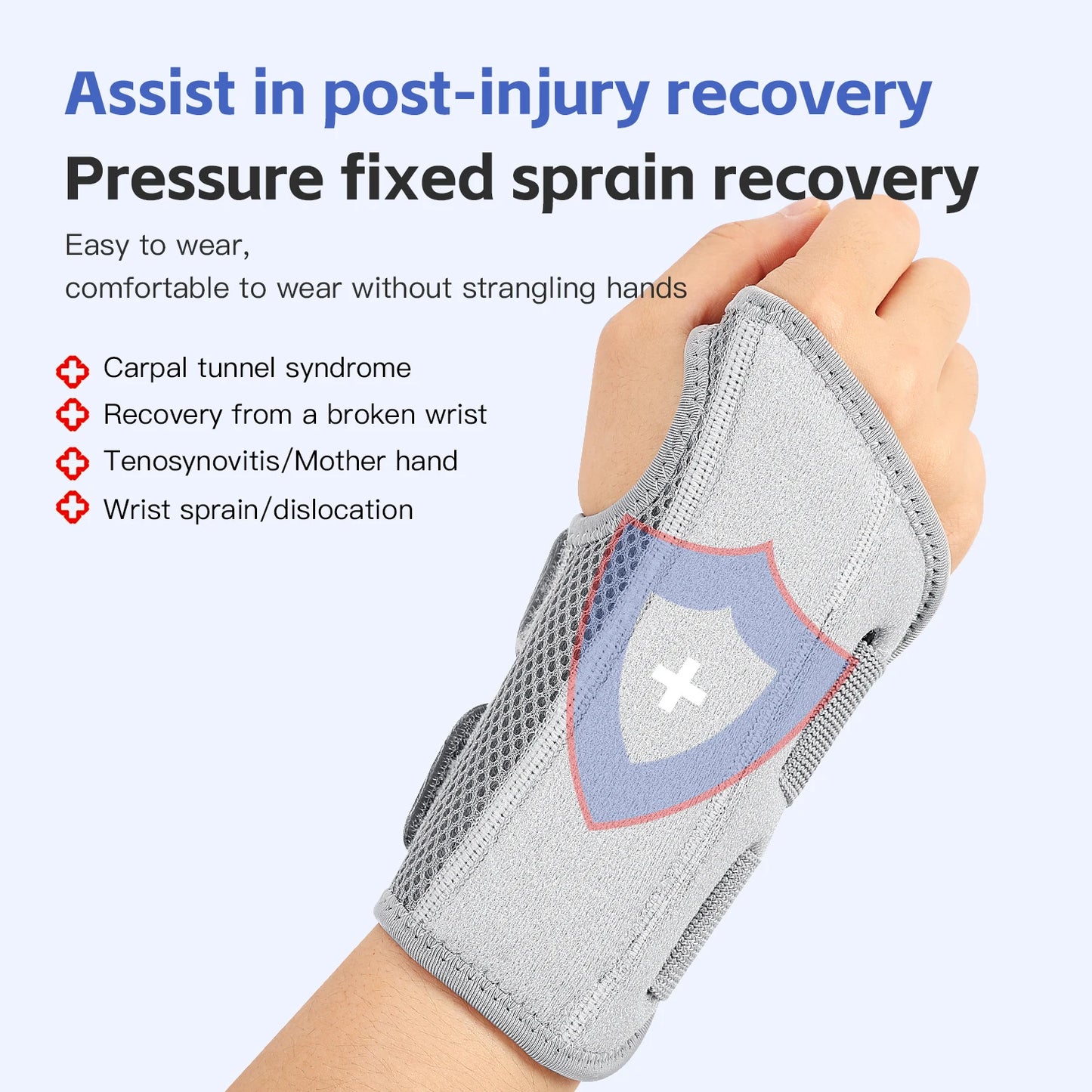 Valour Fit wrist support brace with splint for hand and wrist stabilization, shown in black with adjustable straps.