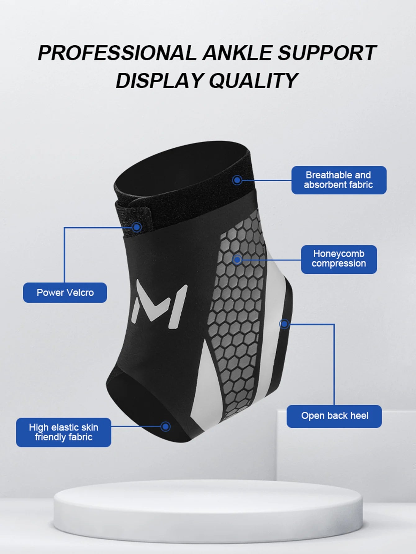Valour Fit adjustable ankle compression support sleeve showing a snug fit around the ankle, providing stability and pain relief.