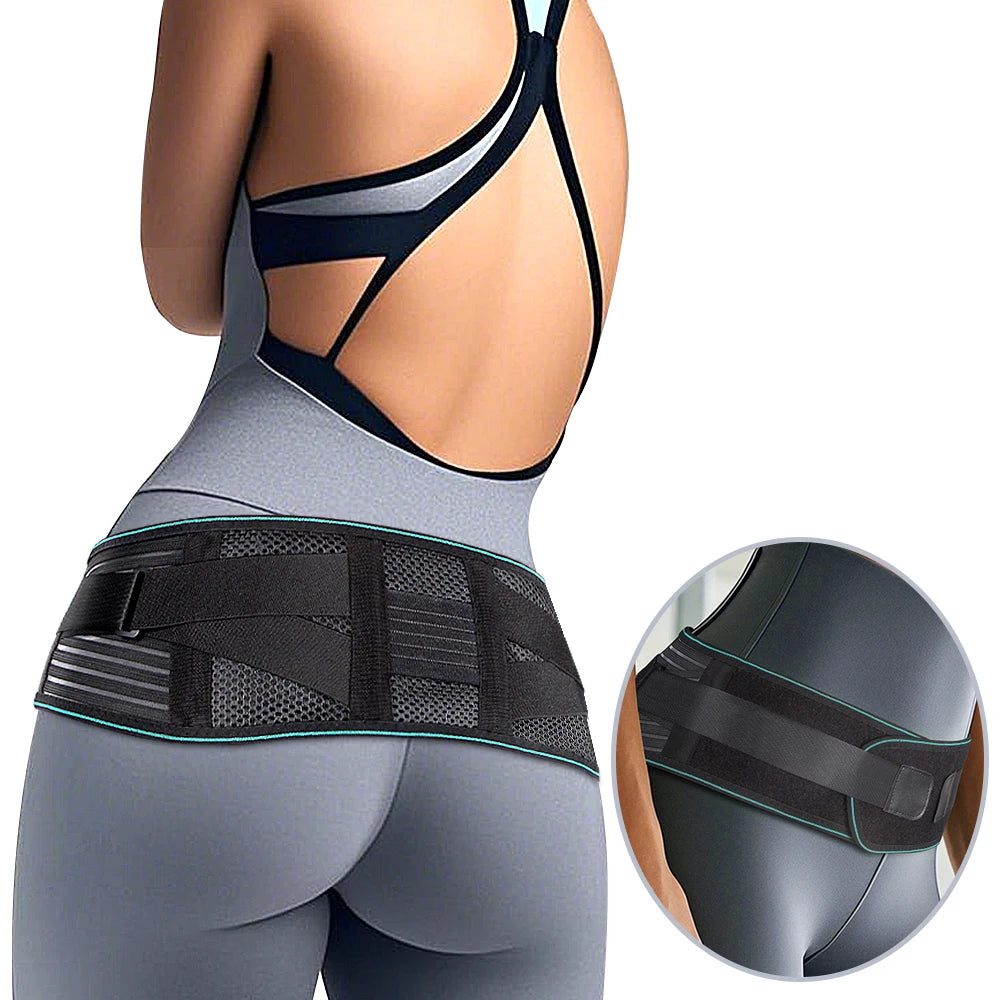 Valour Fit adjustable lower back support belt with four steel stays, designed for lumbar and back pain relief.