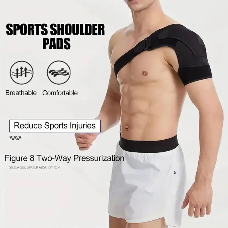Valour Fit adjustable shoulder support brace for sports and training, featuring padded straps and breathable material.