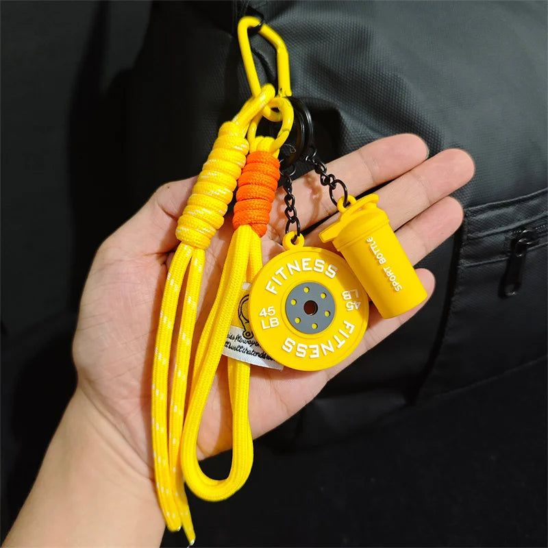 Valour Fit fitness keychain with D-shaped clip for gym bags, durable fitness accessory for workouts and gym gear.