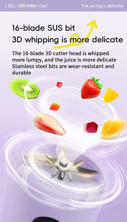 Portable USB Rechargeable Mini Blender for Smoothies & Protein Shakes