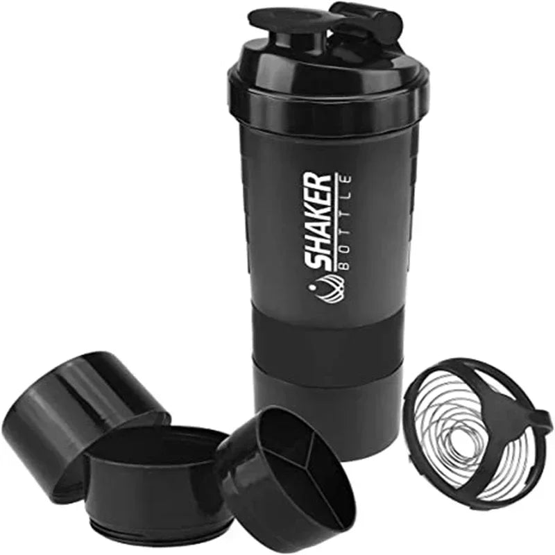 Valour Fit 500ml protein shaker bottle with detachable powder storage compartment on a white background
