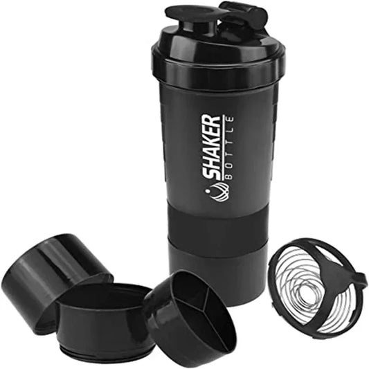 Valour Fit 500ml protein shaker bottle with detachable powder storage compartment on a white background