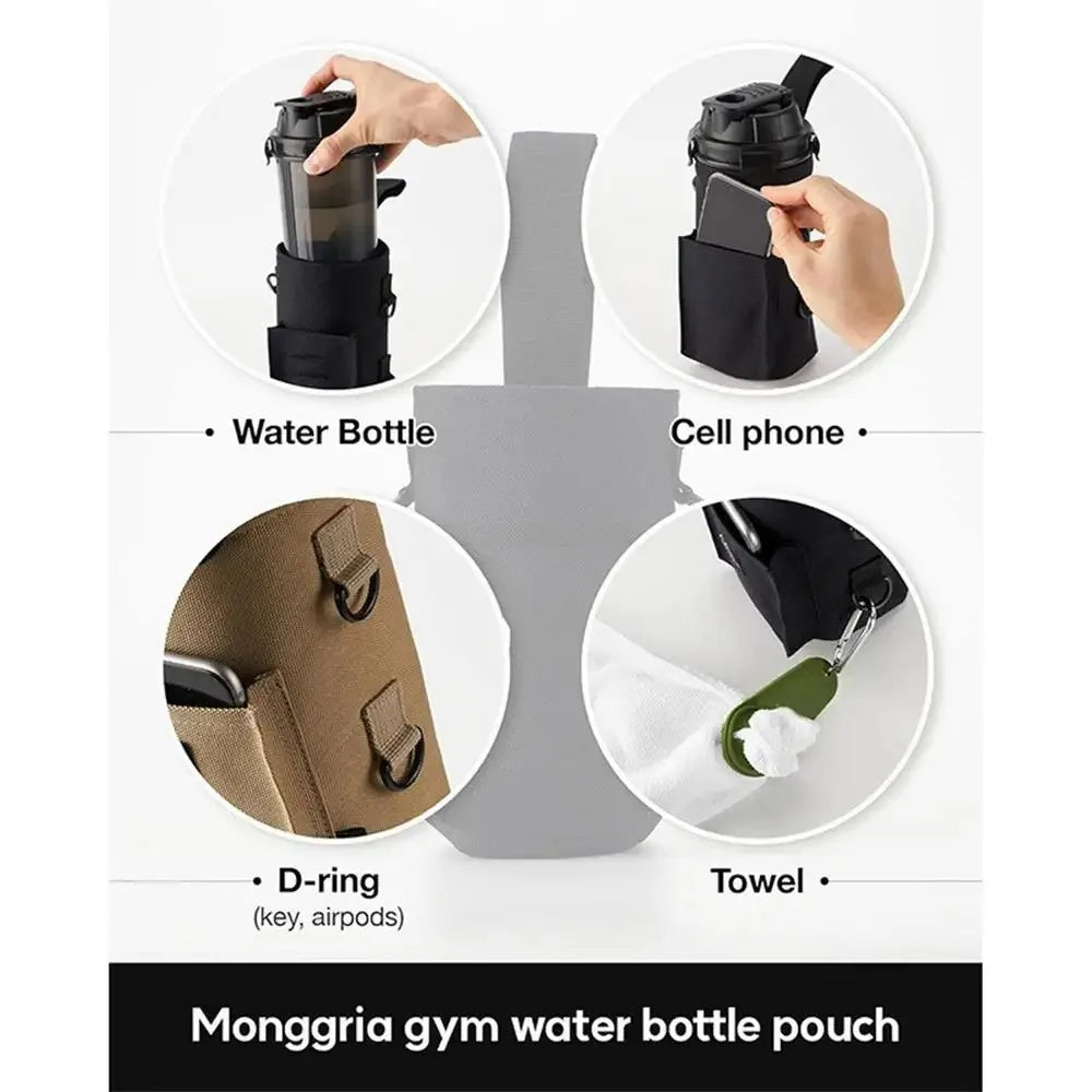 Valour Fit magnetic water bottle carrier bag for gym and outdoor hydration, with adjustable strap and durable design.