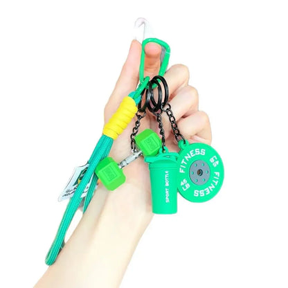 Fitness Dumbbell & Kettlebell Keychain – Gym Gift