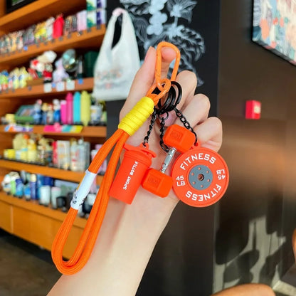 Fitness Dumbbell & Kettlebell Keychain – Gym Gift