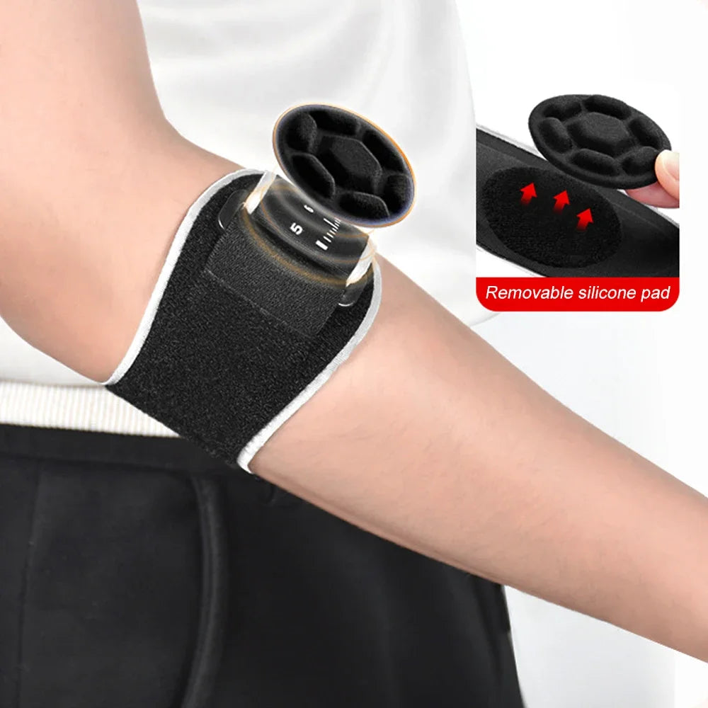 Valour Fit compression elbow support sleeve for sports, shown on a person's arm, providing stability and compression during activity.