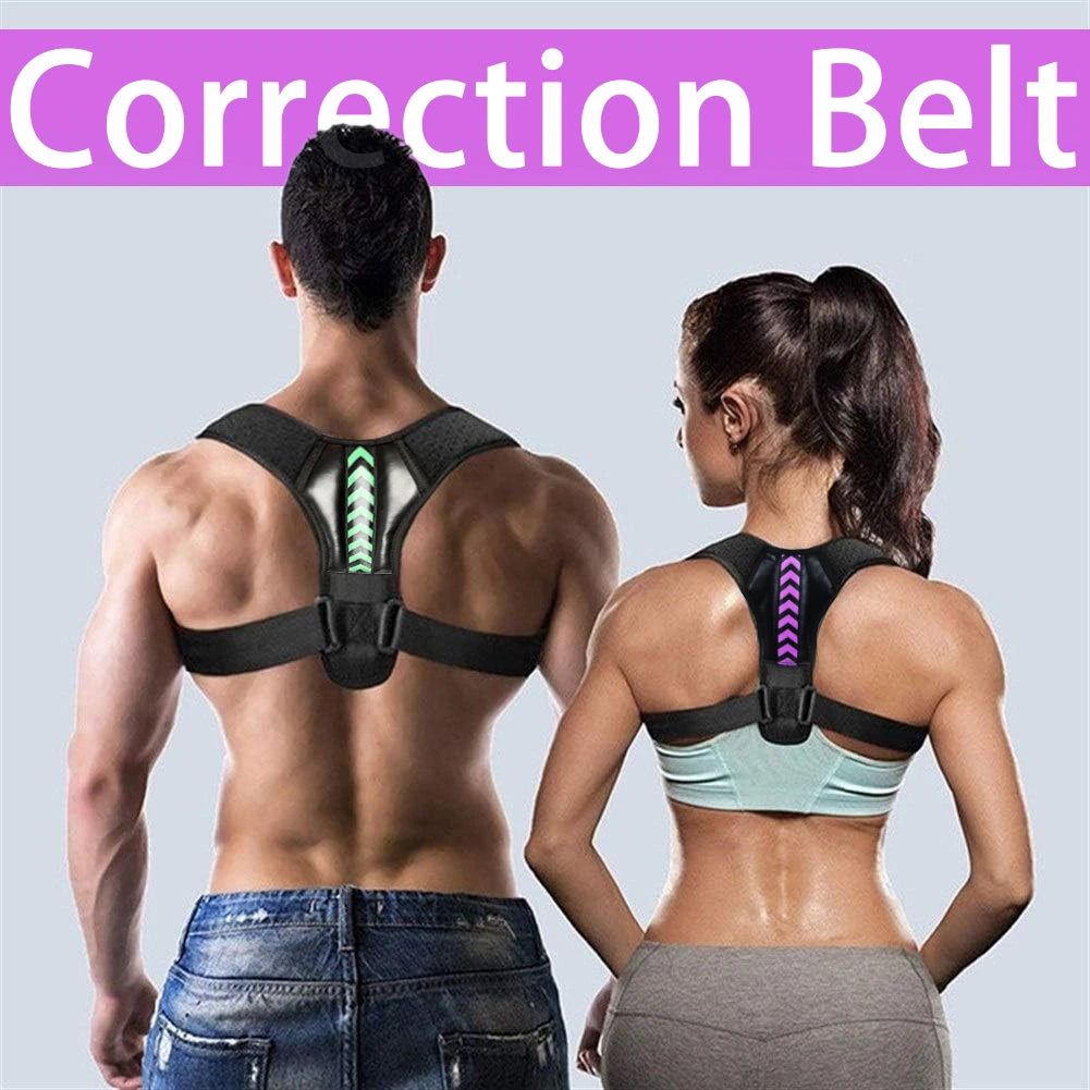 Valour Fit adjustable posture support belt for back and shoulders, shown in black with shoulder straps and adjustable buckles.