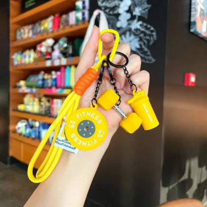 Fitness Dumbbell & Kettlebell Keychain – Gym Gift