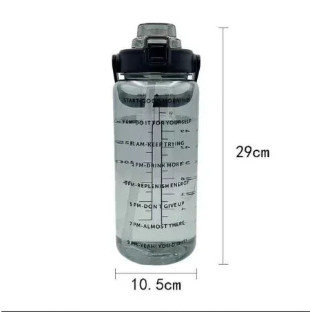 Valour Fit 2L motivational sports water bottle with time marker and ergonomic design for hydration during workouts and outdoor activities.