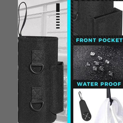 Valour Fit magnetic water bottle carrier bag with adjustable strap, designed for gym and outdoor hydration needs.
