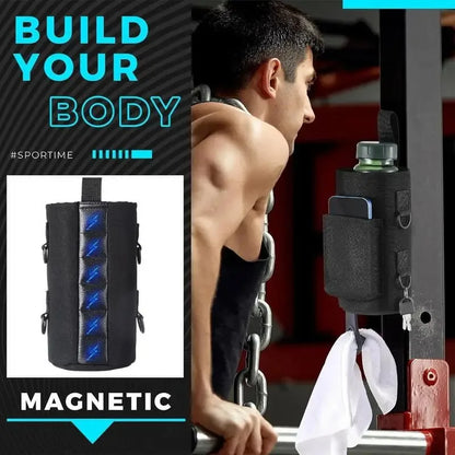 Valour Fit magnetic water bottle carrier bag for gym and outdoor use, hydration accessory with adjustable strap and secure closure