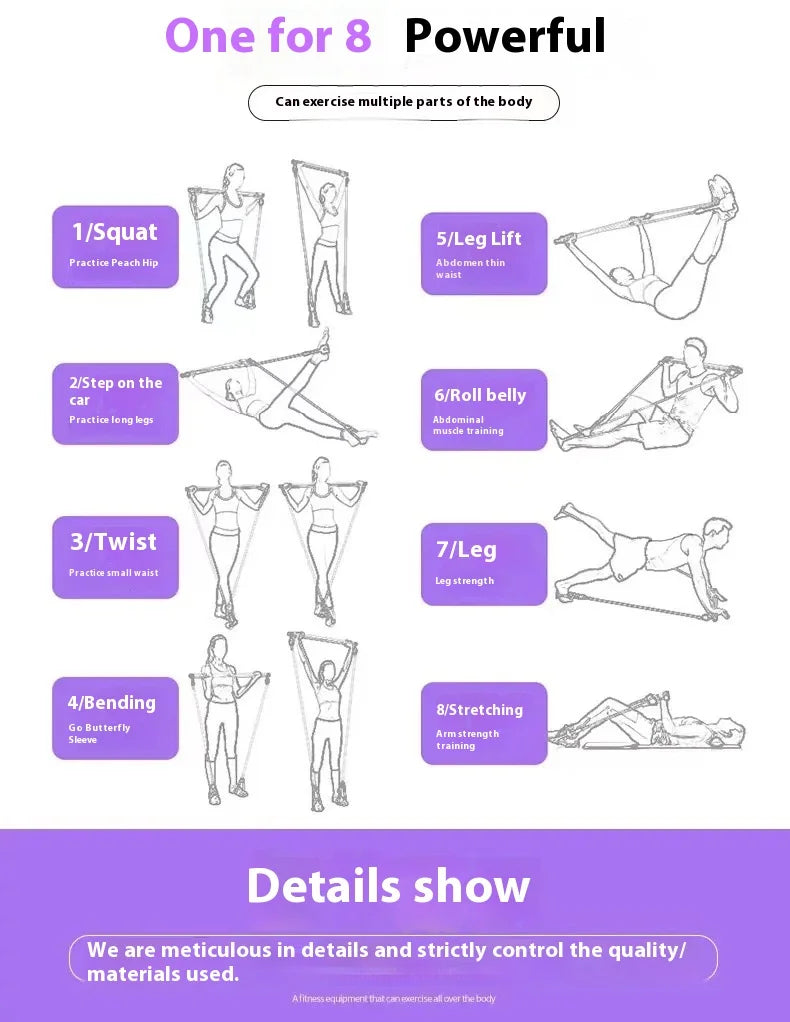 Adjustable Pilates Bar with Resistance Bands