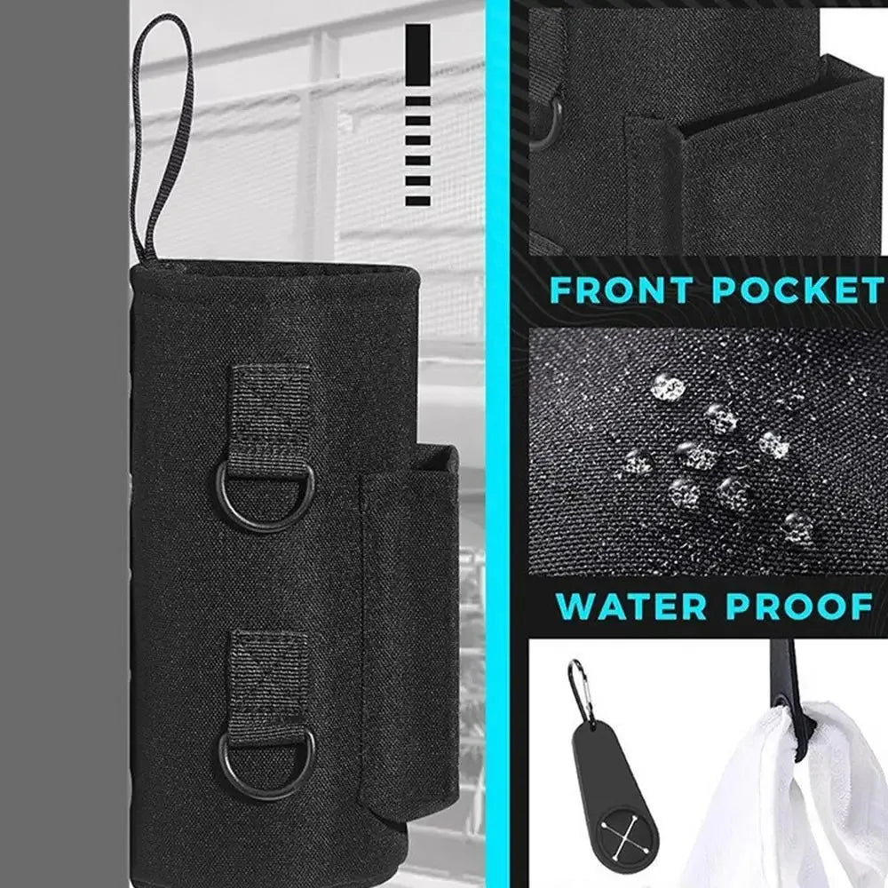 Valour Fit magnetic water bottle carrier bag for gym and outdoor hydration, with adjustable strap and durable design.