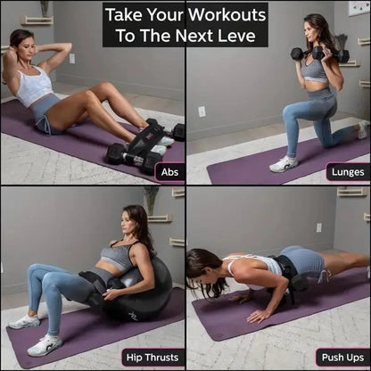 Valour Fit adjustable weighted waist belt for home workouts, used for strength training and adding resistance during exercise.