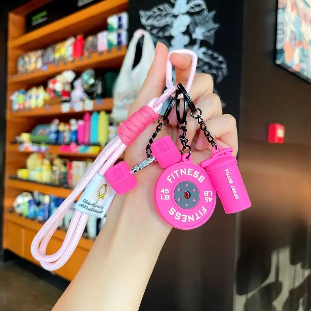 Fitness Dumbbell & Kettlebell Keychain – Gym Gift