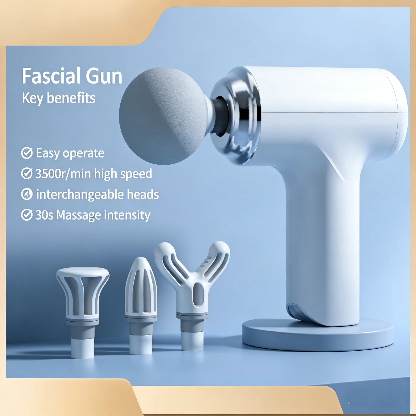 Portable Percussion Massage Gun with 4 Heads & LED Display