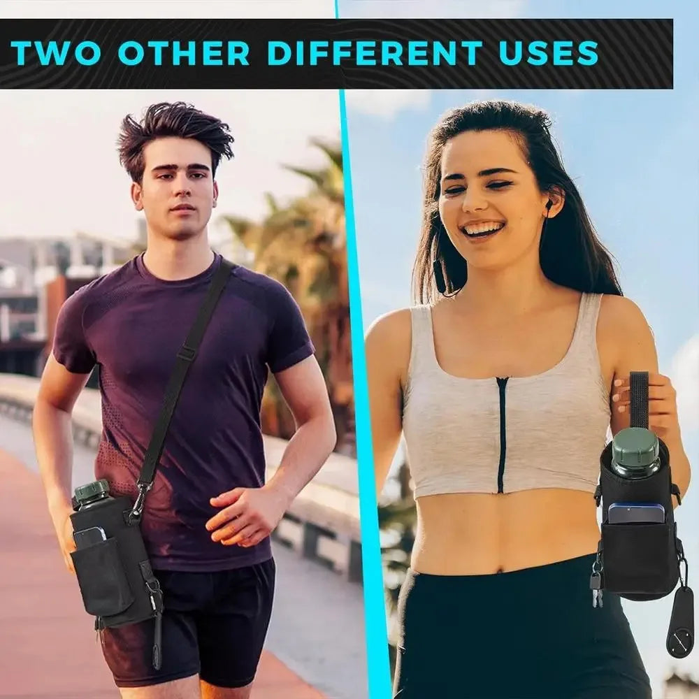 Valour Fit magnetic water bottle carrier bag with adjustable strap, designed for gym and outdoor hydration accessories.