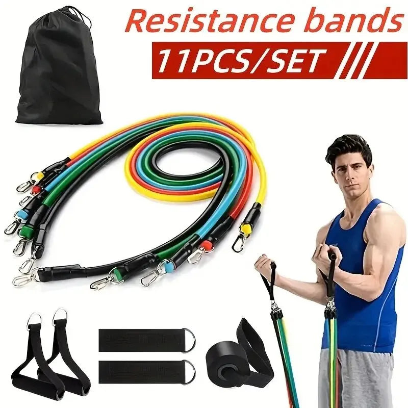 11-Piece Resistance Band Set for Home & Gym Workouts