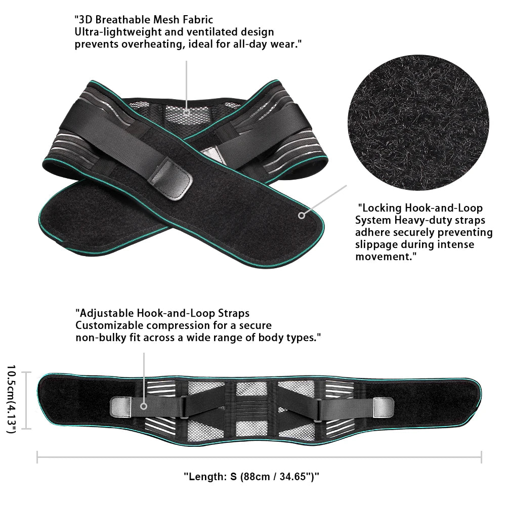 Valour Fit adjustable lower back support belt with four steel stays, designed for lumbar and back support.