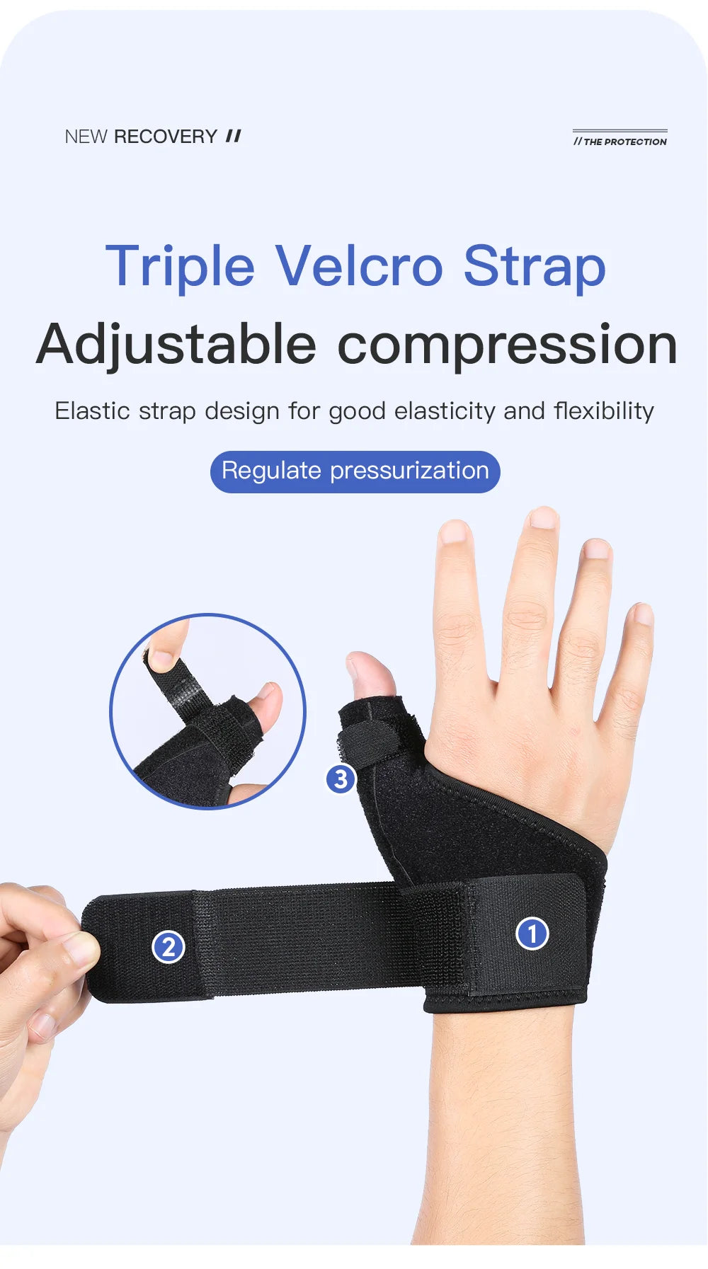 Valour Fit adjustable wrist and thumb support brace for gym and daily use, showing flexible straps and padded design