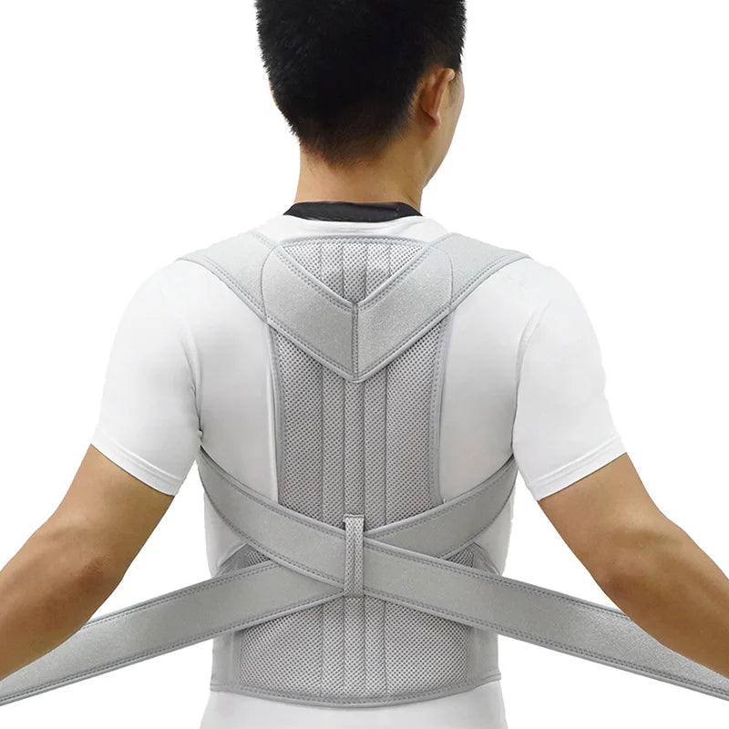 Valour Fit adjustable posture corrector for men and women, showing a person wearing the supportive back brace for improved posture.