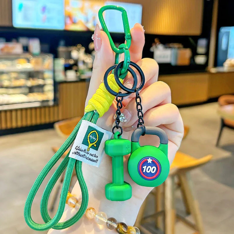 Valour Fit fitness keychain with D-shaped clip for gym bags, durable fitness accessories for secure key and item attachment