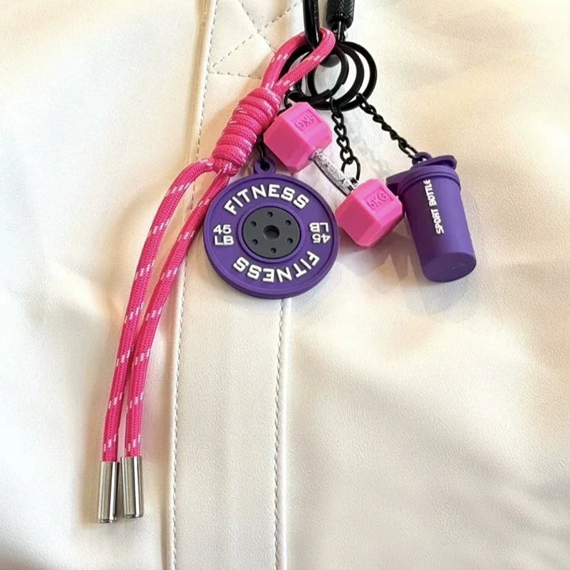 Valour Fit fitness keychain with D-shaped clip, ideal for gym bags and fitness accessories.